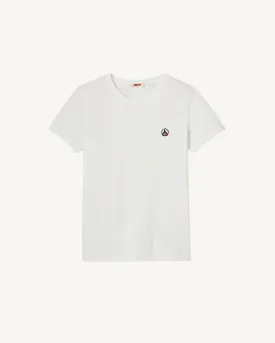 T-shirt à col rond femme en coton biologique Blanc Rosas